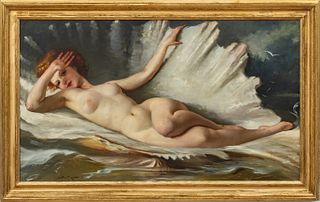 Maria Szantho (Hugarian, 1897-1998) Oil On Canvas, Ca. 1930, Birth Of Venus, H 25" W 43"