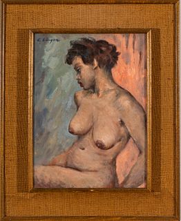 Clyde Singer (American, 1908-1998) Oil On Canvasboard 1954, Female Nude, H 16" W 12"