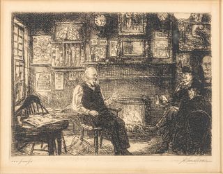 John Sloan (American, 1871-1951) Etching On Paper, 1916, McSorley's Back Room, H 5.4" W 7.2"