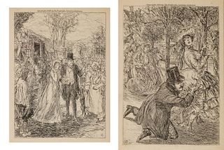 John Sloan (American, 1871-1951) Etchings On Paper, Ca. 1903/4, Monsieur Gerval; Burning Gown, Group Of 2 Works, H 6" W 4"