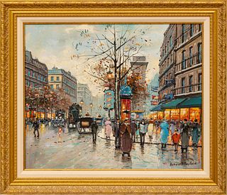 Antoine Blanchard (French, 1910-1988) Oil On Canvas, Circa 1980 H 20", W 24" Porte Saint Denis