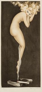 Louis Icart (French, 1888-1950) Etching And Aquatint In Colors On Wove Paper, 1940, Illusion (Tabac Blond), H 19" W 9"