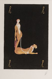 Erté (Romain De Tirtoff) (French, 1892-1990) Lithograph And Screenprint In Colors On Wove Paper, 1977, Letter L, H 15.62" W 10.5"