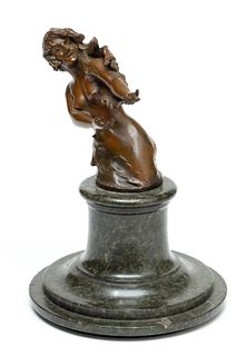After Georges Colin (France, 1876-1917) Bronze Sculpture, The Mermaid, H 7" W 3.25" L 7"