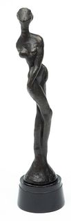 L. Kerner, Bronze Sculpture, Standing Nude, H 7.75" Dia. 1.25"