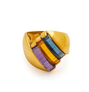 Il Gioiello (Italian) 14kt Yellow Gold & Gemstone Ring, 10g Size: 7