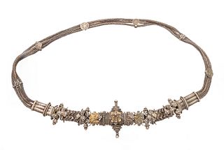 Antique Asian Silver Necklace, L 27" 8.81t oz
