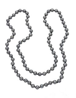 Hematite Bead Necklace, 7-8mm, L 31" 117g