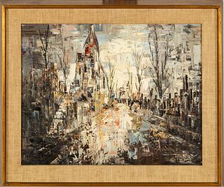 Christophe Charpides (French, 1902-1992) Oil On Canvas, "Paris", H 24" W 32"