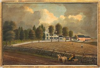 American Oil On Canvas, Stately Farm, Washington County, N.Y., H 12" W 18"