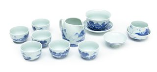Chinese Jingdezhen Blue And White Porcelain Tea Set, 10 Pieces
