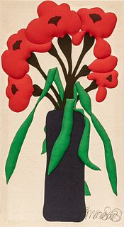 Howard Smith (American, 1928-2021) For Vallila, Acrylic On Cotton Textile, 1978, Poppy, H 48" W 26"