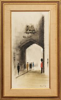 Anthony Klitz, (Irish, 1917-2000) Oil On Canvas, "Entrance To Tower", H 30" W 14.5"