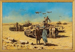 David Pentland (English, B. 1959) Oil On Canvas, 1996, "The Desert Fox", H 24" W 36"