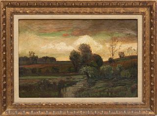 French Barbizon School Oil On Canvas, 19th C., Oise River Landscape, H 16" W 24" Bearing The Signature Daubigny