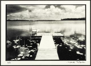 Monte Nagler (American, B. 1939) Gelatin Silver Print 2003, Bench On The Dock