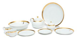 Frank Lloyd Wright For Tiffany & Co. 'Imperial' Gilded Porcelain Dinner Set, 63 pcs