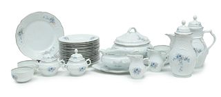 Rosenthal Porcelain Dinner Set, Silver Edge, Blue Flower, For 12
