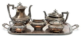 Pairpoint Silver Plate Tea Service Set, 6 pcs