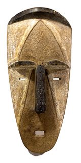Adouma Peoples, Gabon, Polychromed Carved Wood Mvudi Mask, 20Th Century H 16", W 8"