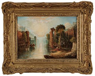In The Manner of Turner English Oil On Canvas,  19th C., The Decline Of Carthage, H 10" W 14"