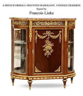 19th C. French F. Linke Ormolu Mounted Mahogany Console Desserte/Cabinet