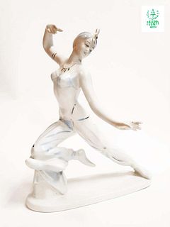 Vintage Orientalist Dancer Hollohaza Porcelain Figurine