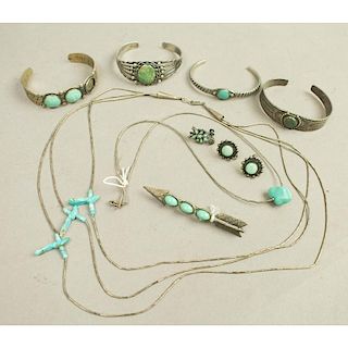 Assorted Sterling Silver Indian & Turquoise Jewelry