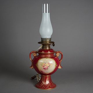 Antique Porcelain Gone With The Wind Portrait Parlor Lamp Circa 1890