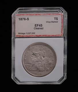 1876-S Trade dollar EF45 w/Chop Marks