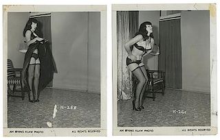 Group of Four Bettie Page Black-and-White Photos.