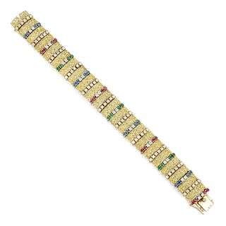 C`1970`S Multi Color Stones Gold Bracelet