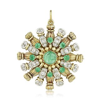 Tiffany & Co. Emerald and Diamond Gold Pendant/Brooch