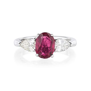 Burmese Unheated Ruby and Diamond Ring, AGL Certified