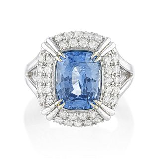 No-Reserve Lot - Unheated Sapphire and Diamond Ring, GIA Certified