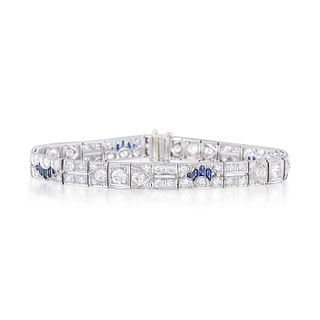 Art Deco Diamond and Sapphire Bracelet