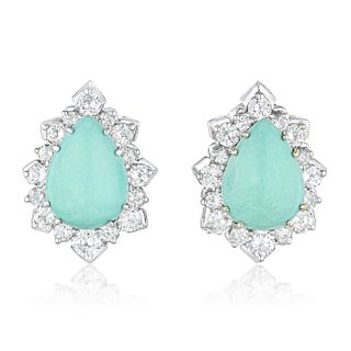 Turquoise and Diamond Earrings