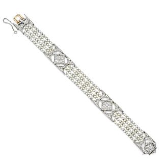 Cartier Belle Epoque Pearl and Diamond Bracelet
