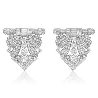 Art Deco Diamond Double Clips