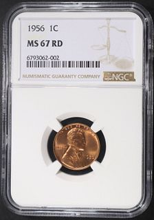 1956 LINCOLN CENT NGC MS67 RD