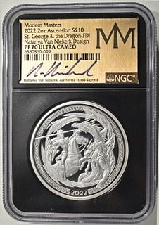 2022 2OZ ASCENSION ST GEORGE &THE DRAGON NGC PF 70