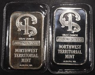 (2) 1oz .999 SILVER NW TERRITORIAL BARS