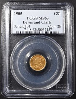 1905 LEWIS & CLARK $1 GOLD PCGS MS-63