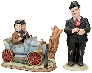 Pair of MGM Laurel and Hardy Porcelain Sculptures.