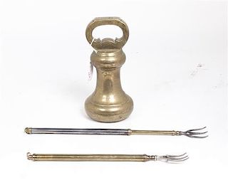 A Group of Brass Decorative Articles, Length of longest 27 inches.