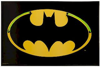 Vintage Batman Logo Neon Wall Sign.