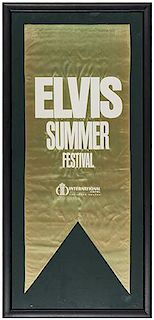 Pair of Elvis Presley Promotional Record and Concert Satin Banners.