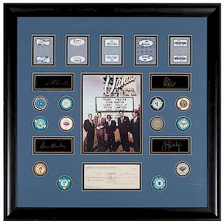 Rat Pack Matted Display Memorabilia Including A Check Signed by Sammy Davis, Jr.