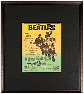 The Beatles A Hard Day's Night Window Card.