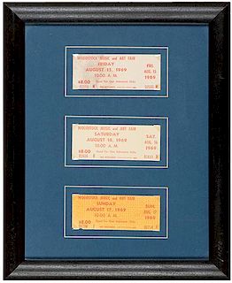 Group of Three 1969 Woodstock Music and Art Fair Tickets.